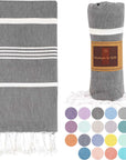 Turkish Beach Towel-Thick Stripes Buy 10 at $14.99 Each Dark Grey