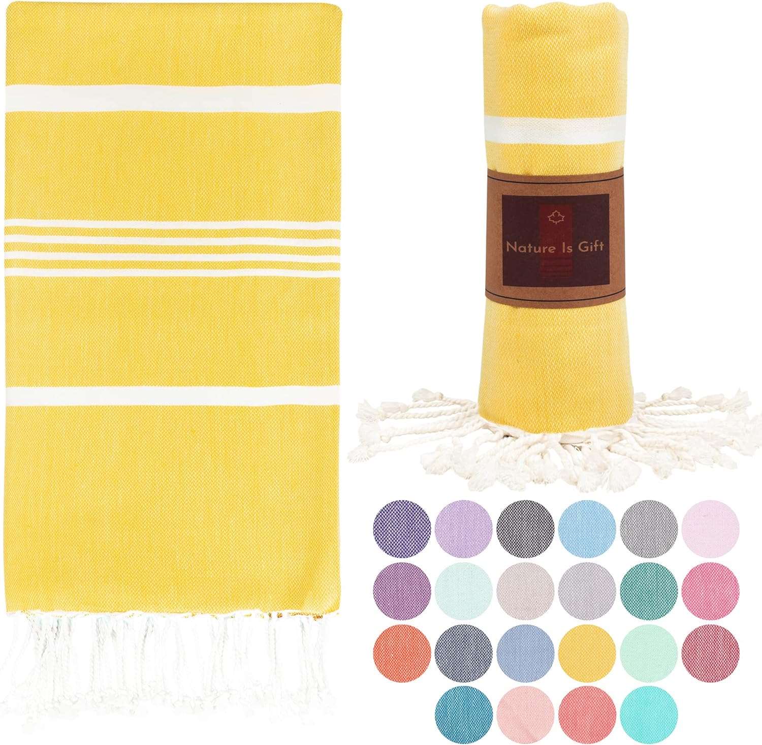 Turkish Beach Towel-Thick Stripes Yellow