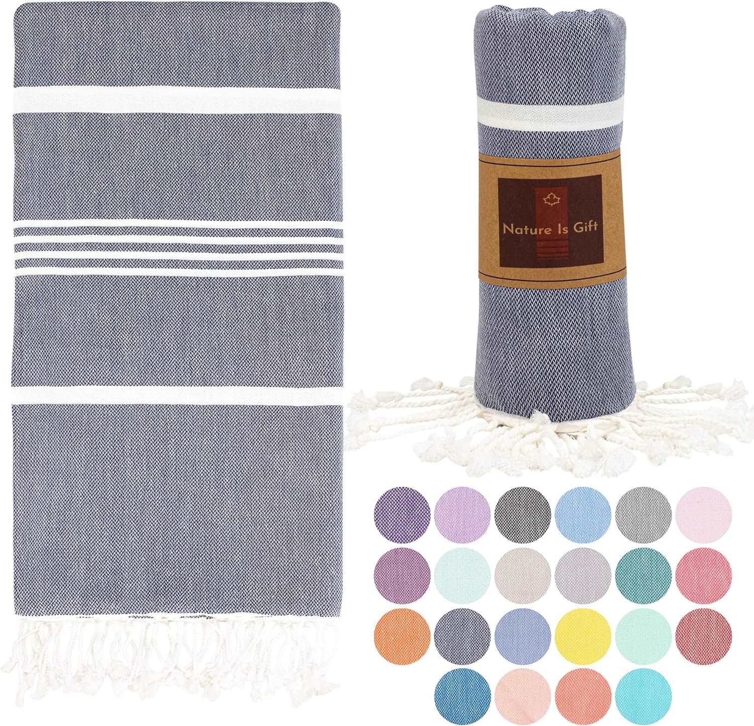 Turkish Beach Towel-Thick Stripes Navy