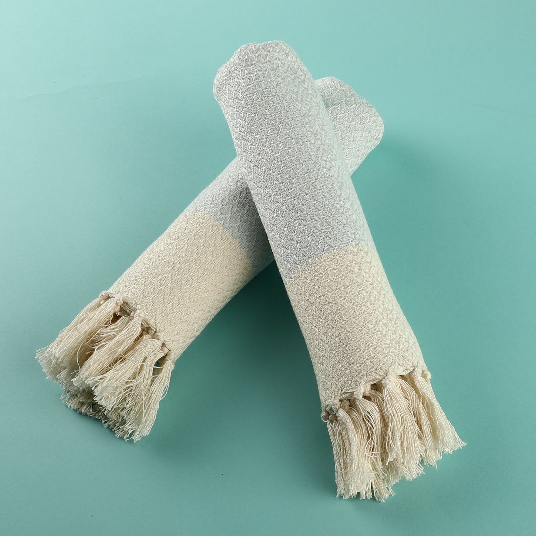 Turkish Hand Towels Set of 2 - Baby Blue 16x40 Baby Blue