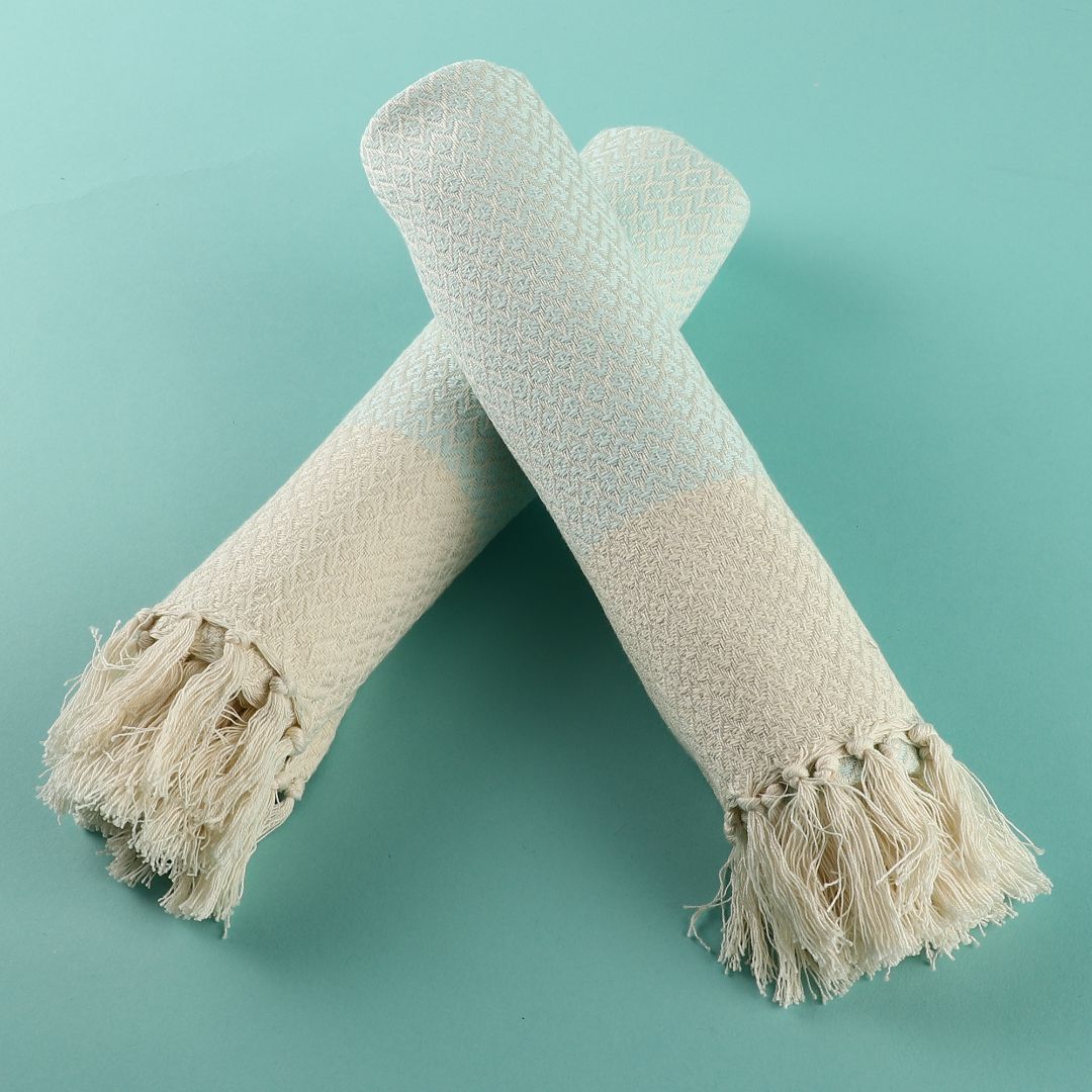 Turkish Hand Towels Set of 2 - Fair Aqua 16x40 Fair Aqua