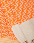 Diamond Weave Turkish Peshtemal Beach Towels - Orange