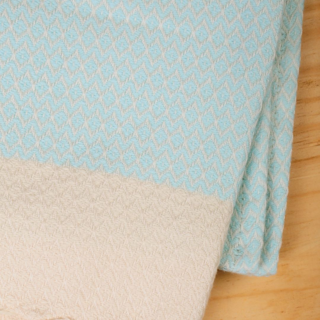 Diamond Weave Turkish Peshtemal Beach Towels - Fair Aqua