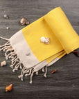 Diamond Weave Turkish Peshtemal Beach Towels - Yellow 70x38 Yellow