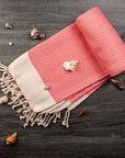 Diamond Weave Turkish Peshtemal Beach Towels - Coral Quartz 70x38 Coral Quartz