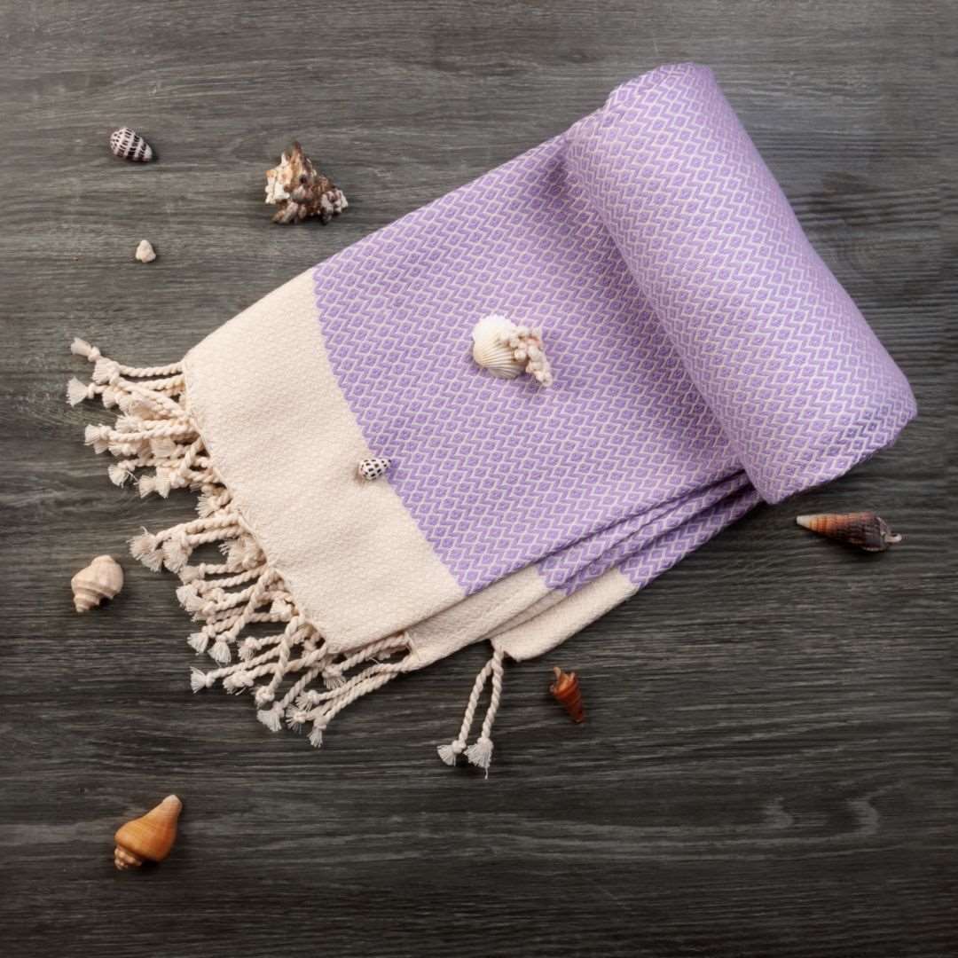 Diamond Weave Turkish Peshtemal Beach Towels - Lilac Breeze 70x38 Lilac breeze