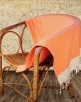 Diamond Weave Turkish Peshtemal Beach Towels - Orange