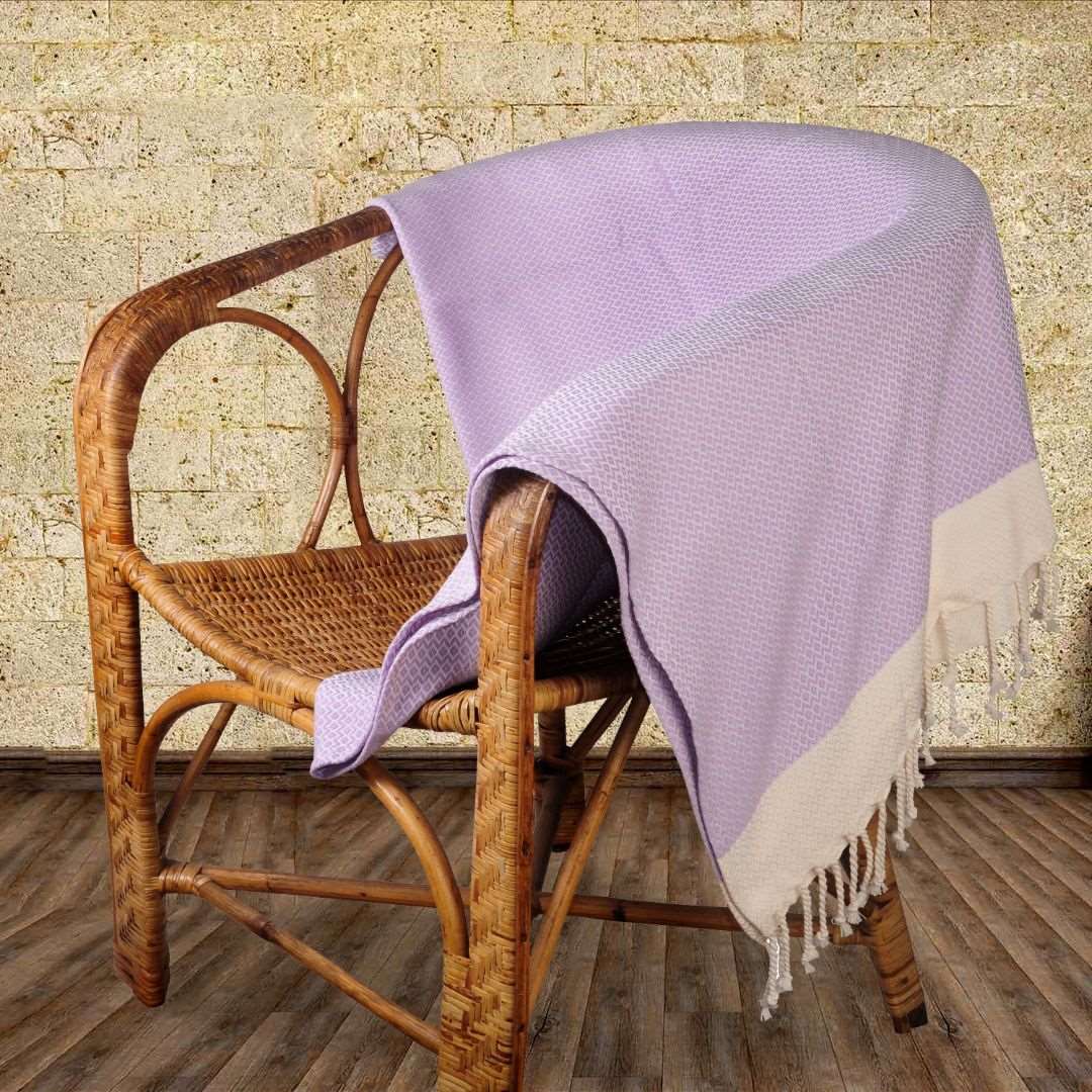 Diamond Weave Turkish Peshtemal Beach Towels - Lilac Breeze