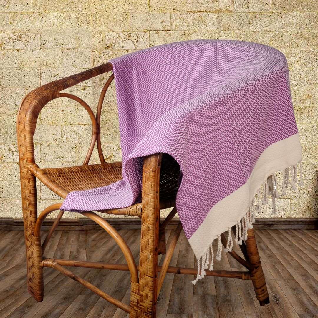 Diamond Weave Turkish Peshtemal Beach Towels - Medium Purple