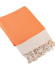 Diamond Weave Turkish Peshtemal Beach Towels - Orange