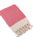 Diamond Weave Turkish Peshtemal Beach Towels - Red