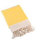 Diamond Weave Turkish Peshtemal Beach Towels - Yellow