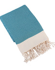 Diamond Weave Turkish Peshtemal Beach Towels - Ocean Depth