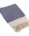 Diamond Weave Turkish Peshtemal Beach Towels - Blue Depth