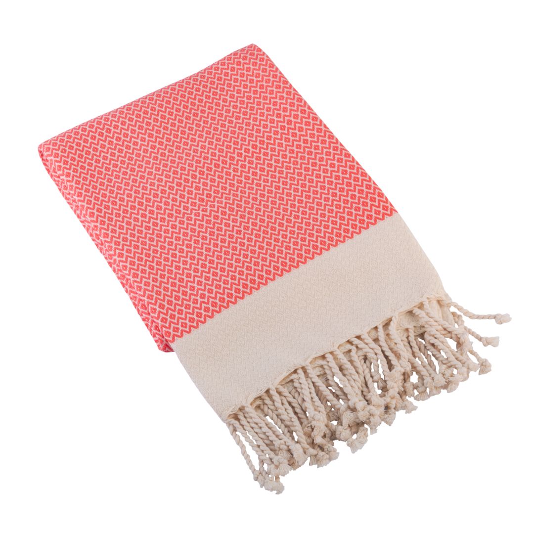 Diamond Weave Turkish Peshtemal Beach Towels - Coral Quartz