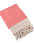 Diamond Weave Turkish Peshtemal Beach Towels - Coral Quartz