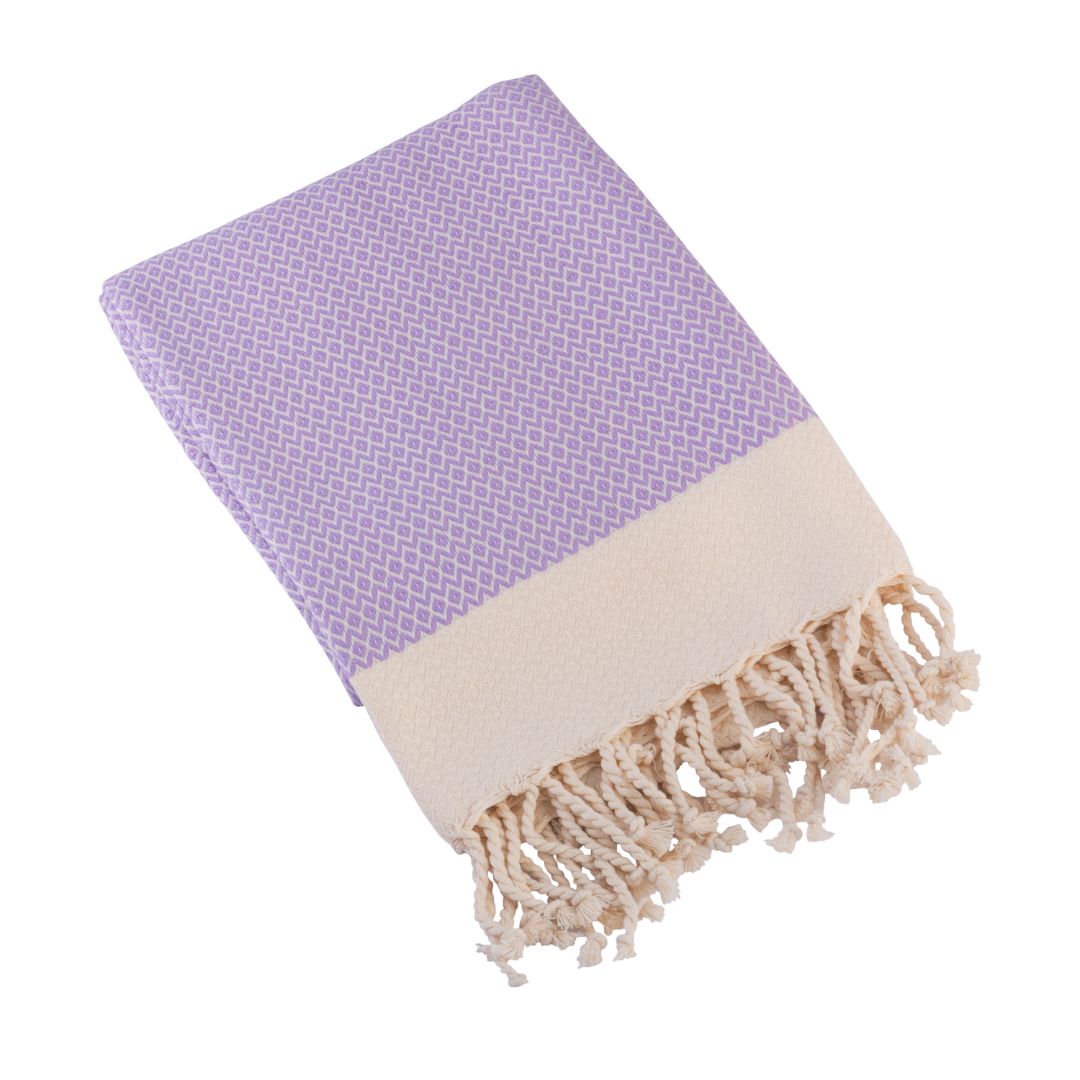 Diamond Weave Turkish Peshtemal Beach Towels - Lilac Breeze