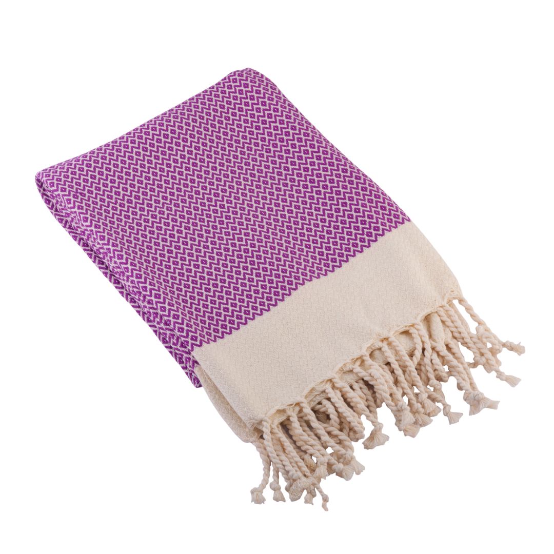 Diamond Weave Turkish Peshtemal Beach Towels - Medium Purple