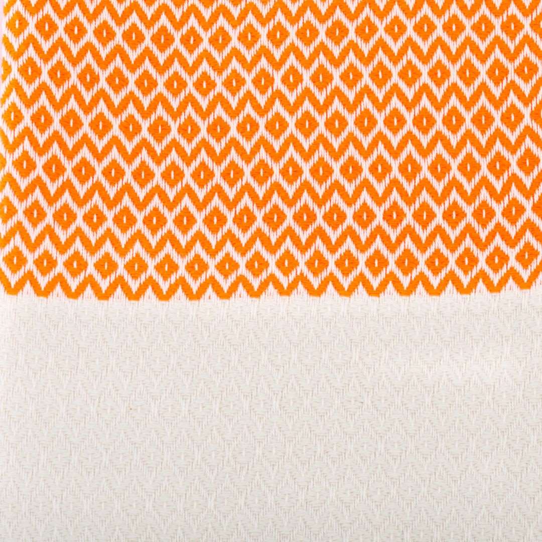 Diamond Weave Turkish Peshtemal Beach Towels - Orange