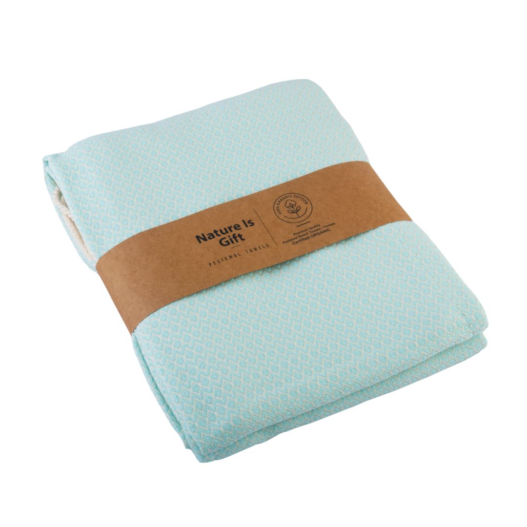 Diamond Weave Turkish Peshtemal Beach Towels - Fair Aqua